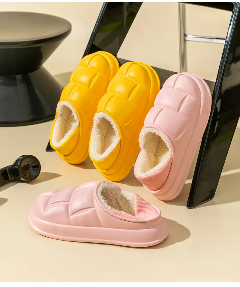 Trendy Home Slippers with a Stepping-On-Clouds Feel, Plush and Thickened, Non-Slip Cotton Slippers for Autumn and Winter, Plush Closed-Back Maternity Slippers — feature 20