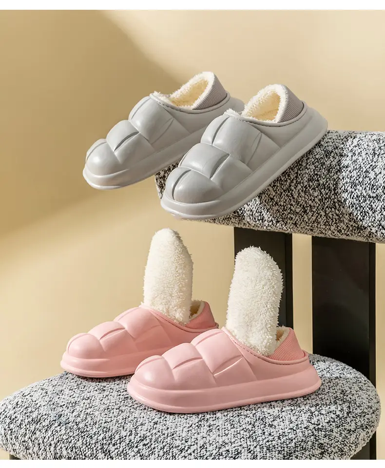 Trendy Home Slippers with a Stepping-On-Clouds Feel, Plush and Thickened, Non-Slip Cotton Slippers for Autumn and Winter, Plush Closed-Back Maternity Slippers — feature 22