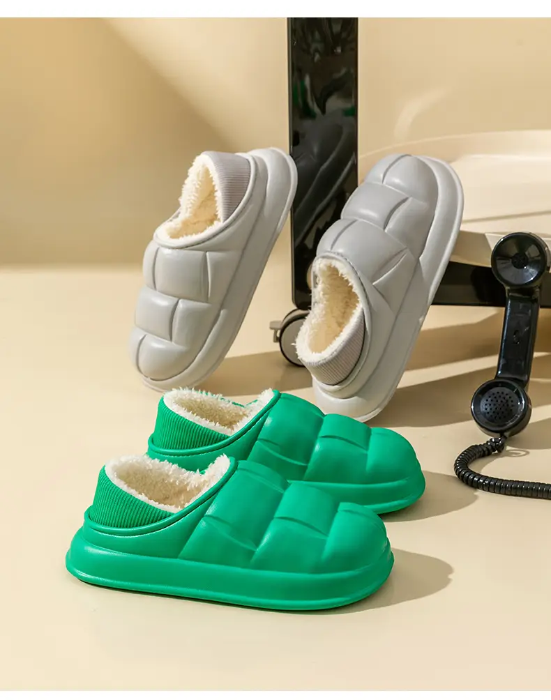 Trendy Home Slippers with a Stepping-On-Clouds Feel, Plush and Thickened, Non-Slip Cotton Slippers for Autumn and Winter, Plush Closed-Back Maternity Slippers — feature 24