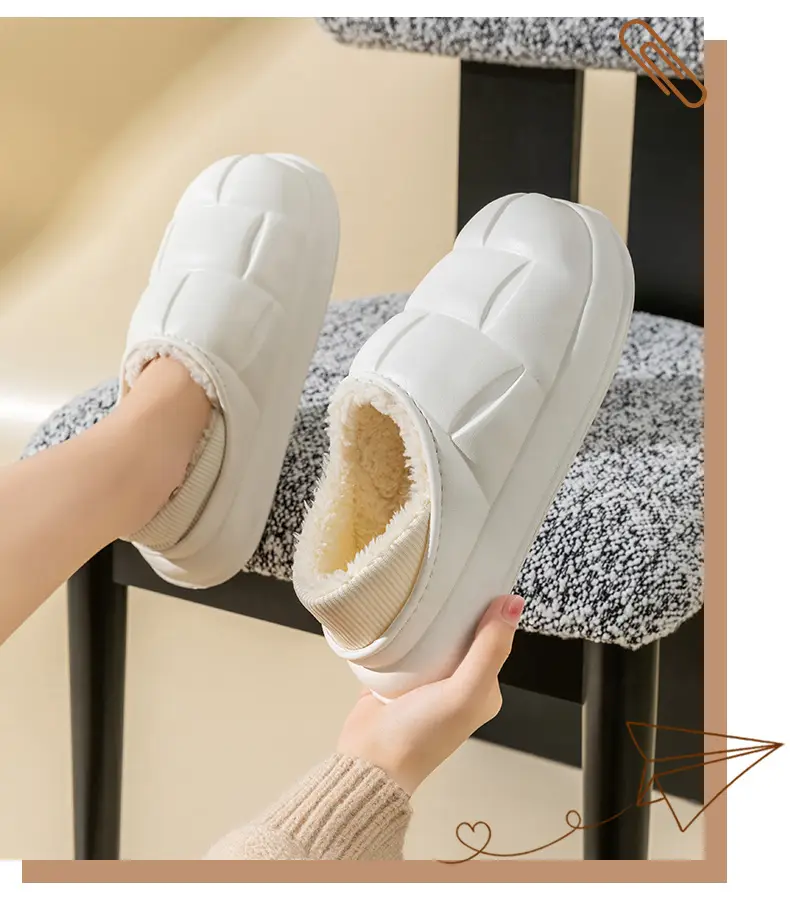 Trendy Home Slippers with a Stepping-On-Clouds Feel, Plush and Thickened, Non-Slip Cotton Slippers for Autumn and Winter, Plush Closed-Back Maternity Slippers — feature 26