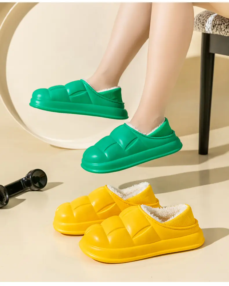 Trendy Home Slippers with a Stepping-On-Clouds Feel, Plush and Thickened, Non-Slip Cotton Slippers for Autumn and Winter, Plush Closed-Back Maternity Slippers — feature 27