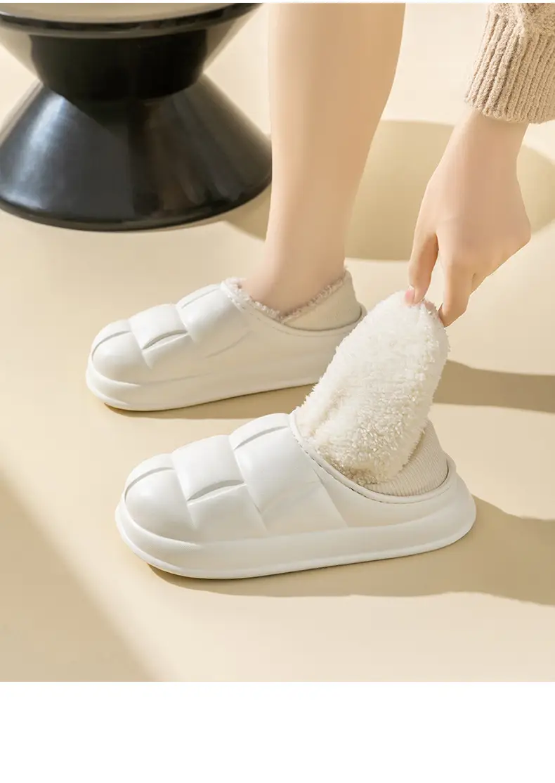Trendy Home Slippers with a Stepping-On-Clouds Feel, Plush and Thickened, Non-Slip Cotton Slippers for Autumn and Winter, Plush Closed-Back Maternity Slippers — feature 31