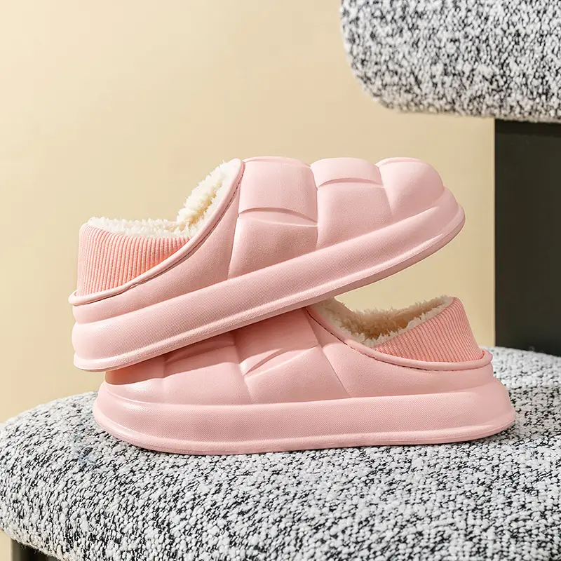 Trendy Home Slippers with a Stepping-On-Clouds Feel, Plush and Thickened, Non-Slip Cotton Slippers for Autumn and Winter, Plush Closed-Back Maternity Slippers - Image 3