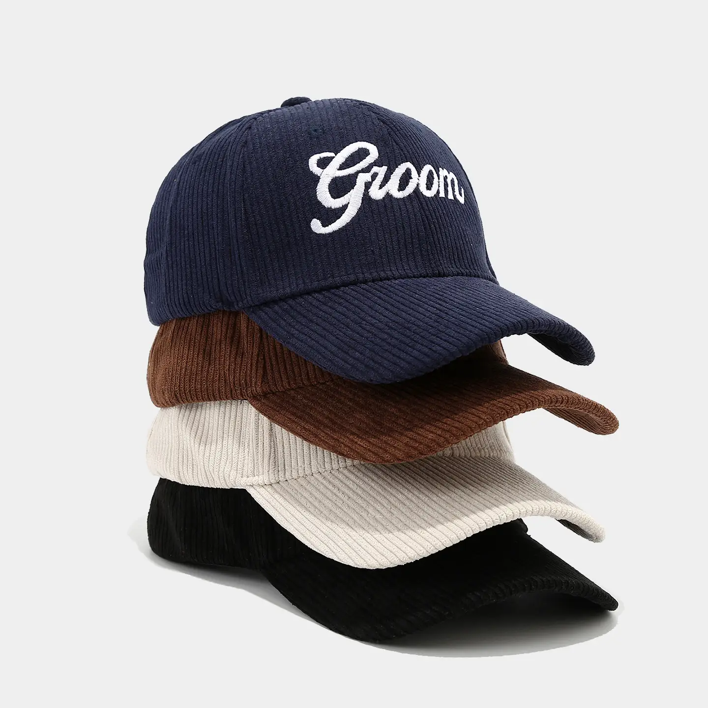 White Knit Groom Cap with "Bride" Embroidery — feature 11
