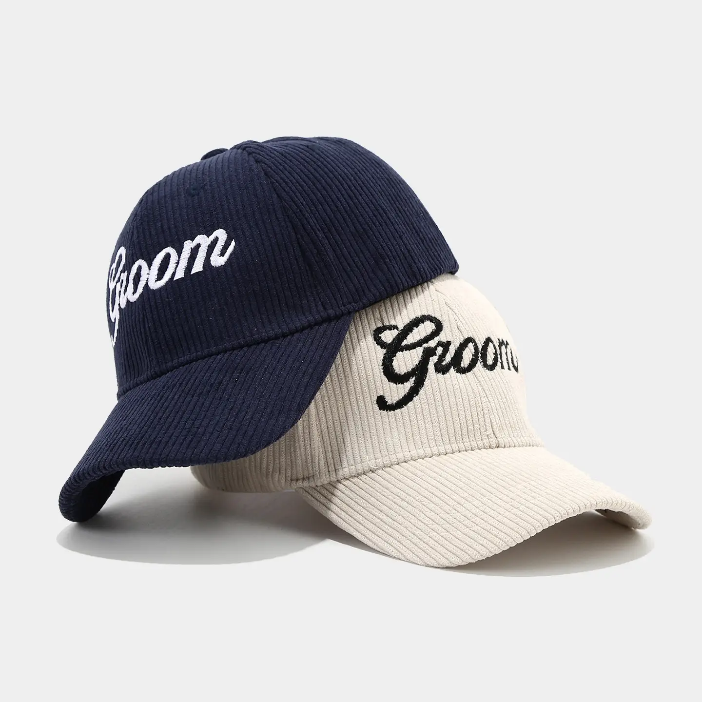 White Knit Groom Cap with "Bride" Embroidery — feature 13