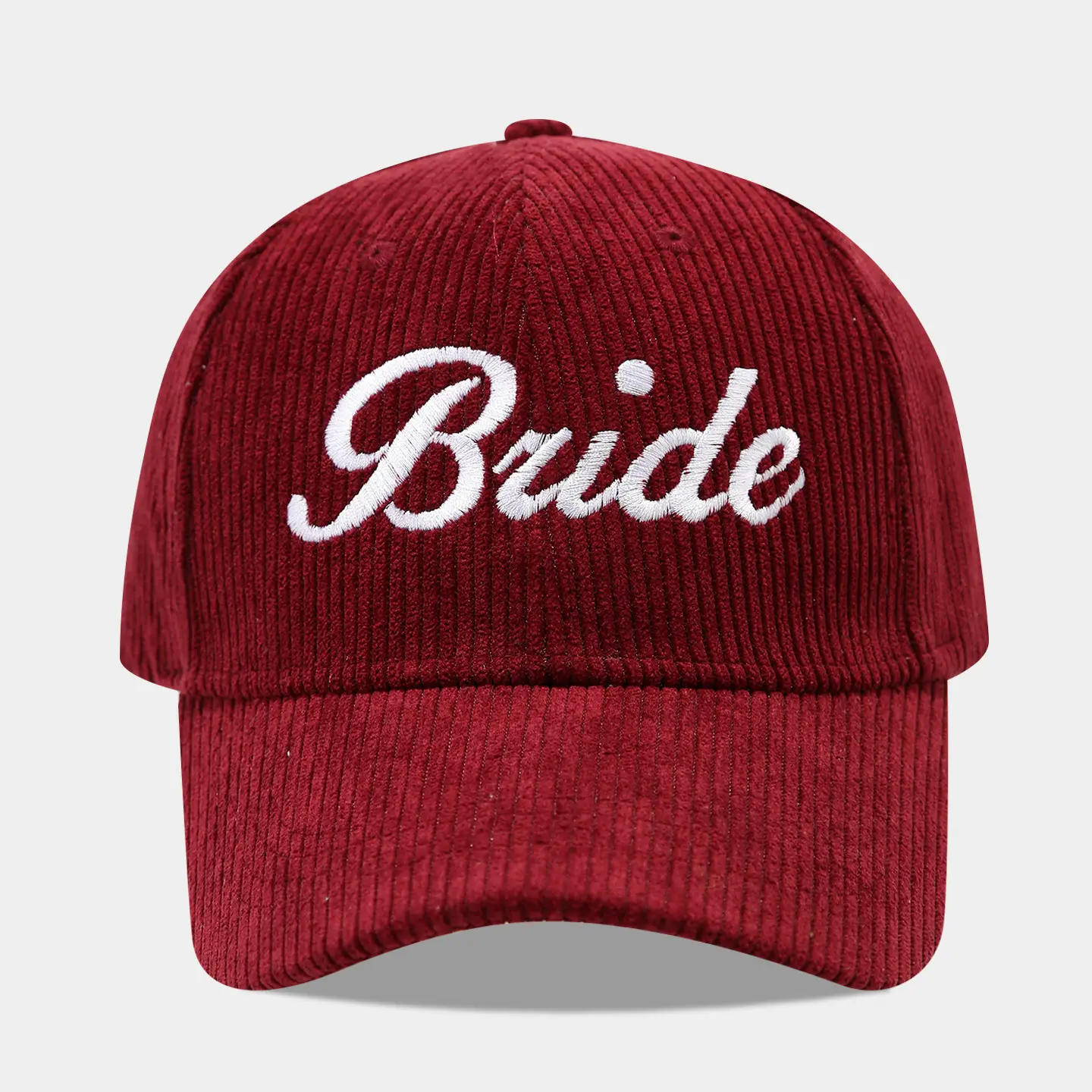 White Knit Groom Cap with "Bride" Embroidery - Image 3