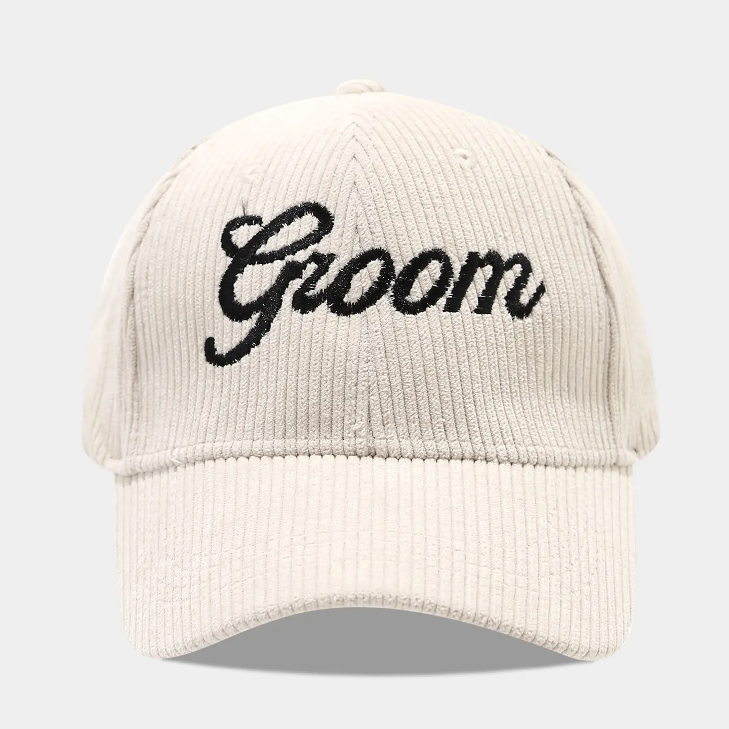 White Knit Groom Cap with "Bride" Embroidery - Image 6