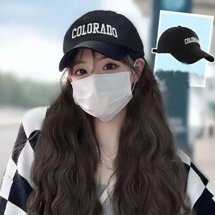 Women's Peaked Cap Wig All-in-One Lazy Curly Summer - Image 4