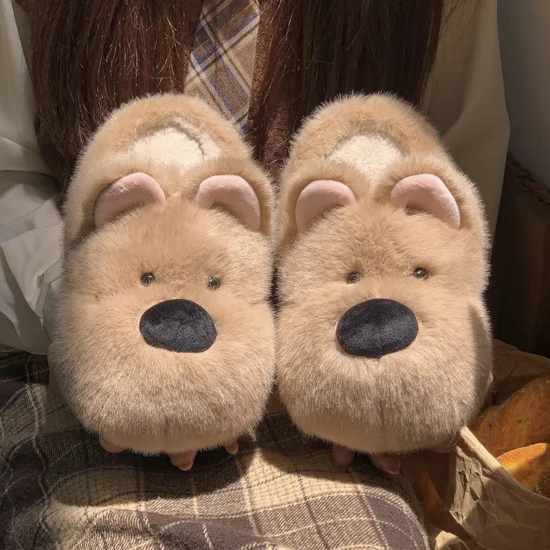 Cute Puppy Cotton Slippers for Women Winter Home Indoor Plush Warm Women's Home Soft Bottom Non-Slip Cotton Slippers Wholesale - Image 6