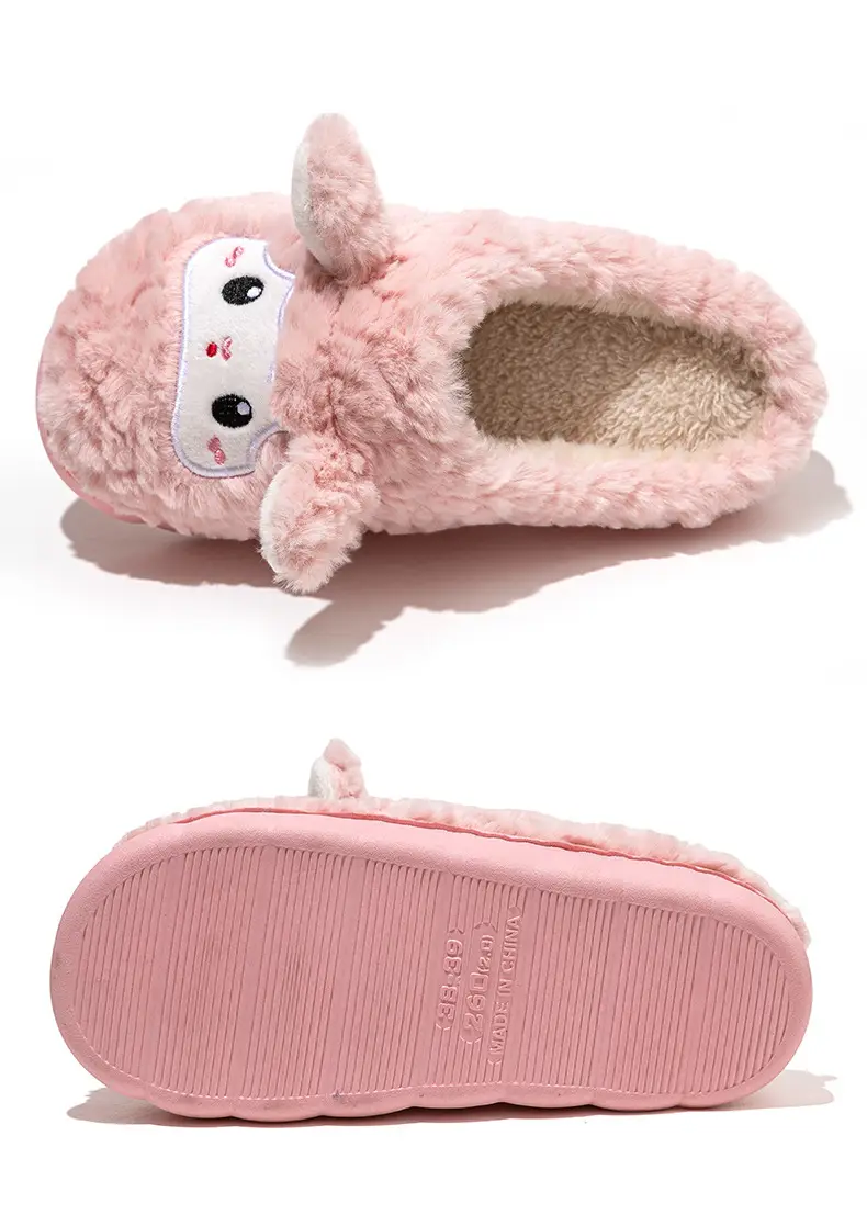 Cartoon Sheep Cotton Slippers for Indoor Home Use, Couple's Warm Plush Thick-Soled Slippers with a Stepping-On-Clouds Feel, Suitable for Autumn and Winter Postpartum Use — feature 17