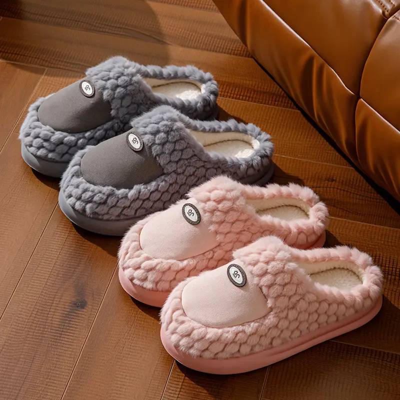 Wholesale New Cotton Slippers for Women in Autumn and Winter Home Indoor Household Thick-Soled Non-Slip Warm Furry Confinement Slippers for Men - Image 7