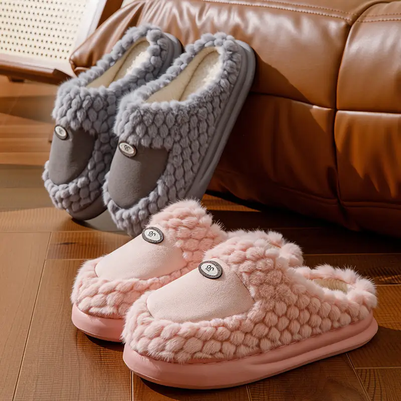 Wholesale New Cotton Slippers for Women in Autumn and Winter Home Indoor Household Thick-Soled Non-Slip Warm Furry Confinement Slippers for Men - Image 9