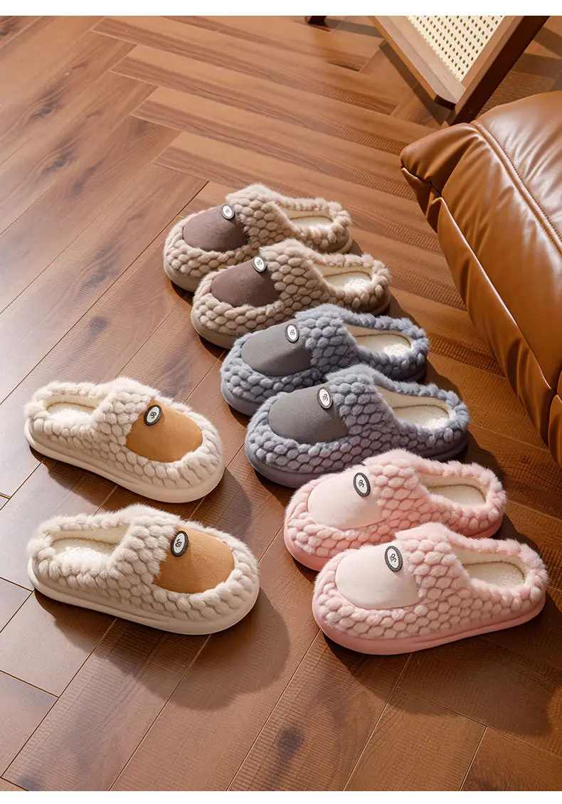 Wholesale New Cotton Slippers for Women in Autumn and Winter Home Indoor Household Thick-Soled Non-Slip Warm Furry Confinement Slippers for Men — feature 3