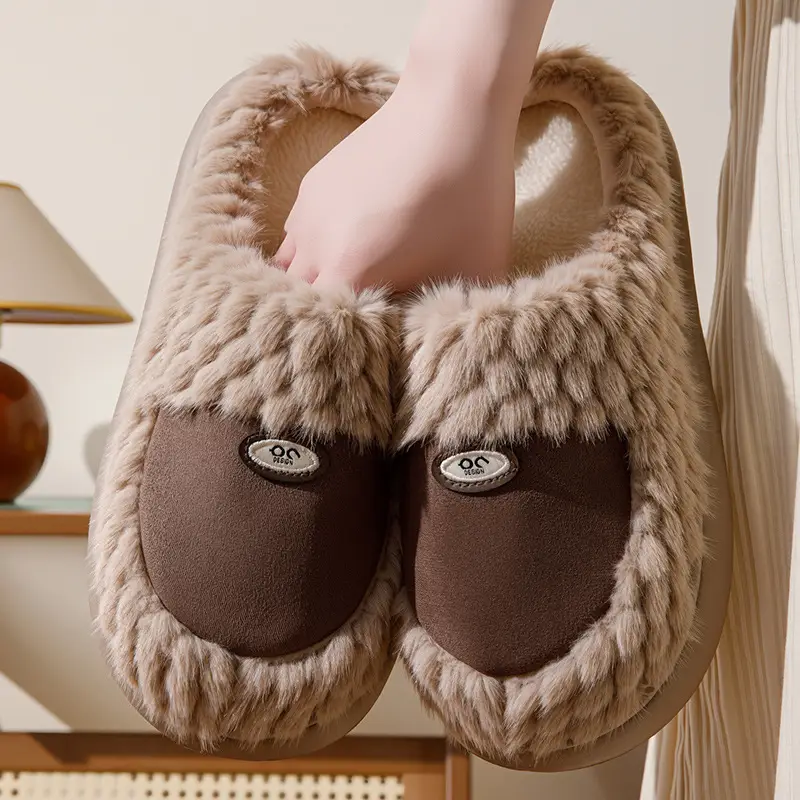 Wholesale New Cotton Slippers for Women in Autumn and Winter Home Indoor Household Thick-Soled Non-Slip Warm Furry Confinement Slippers for Men - Image 4