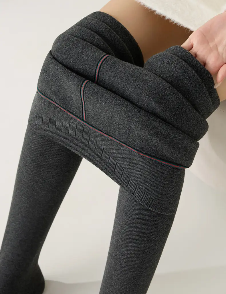 Little Pepper Miu Series Thick Black Fine Vertical Striped Slimming Gray Leggings Autumn and Winter Fleece-Lined Thickened Tights — feature 4