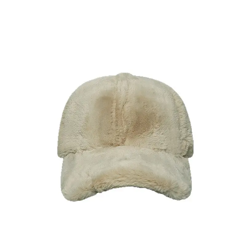Winter Plush Baseball Cap for Men Women Brown White - Image 9