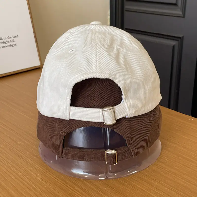Warm Corduroy Love Cap for Women Men Brown — feature 6