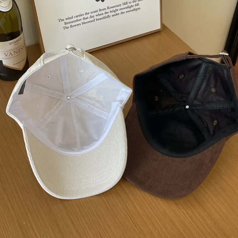 Warm Corduroy Love Cap for Women Men Brown — feature 7
