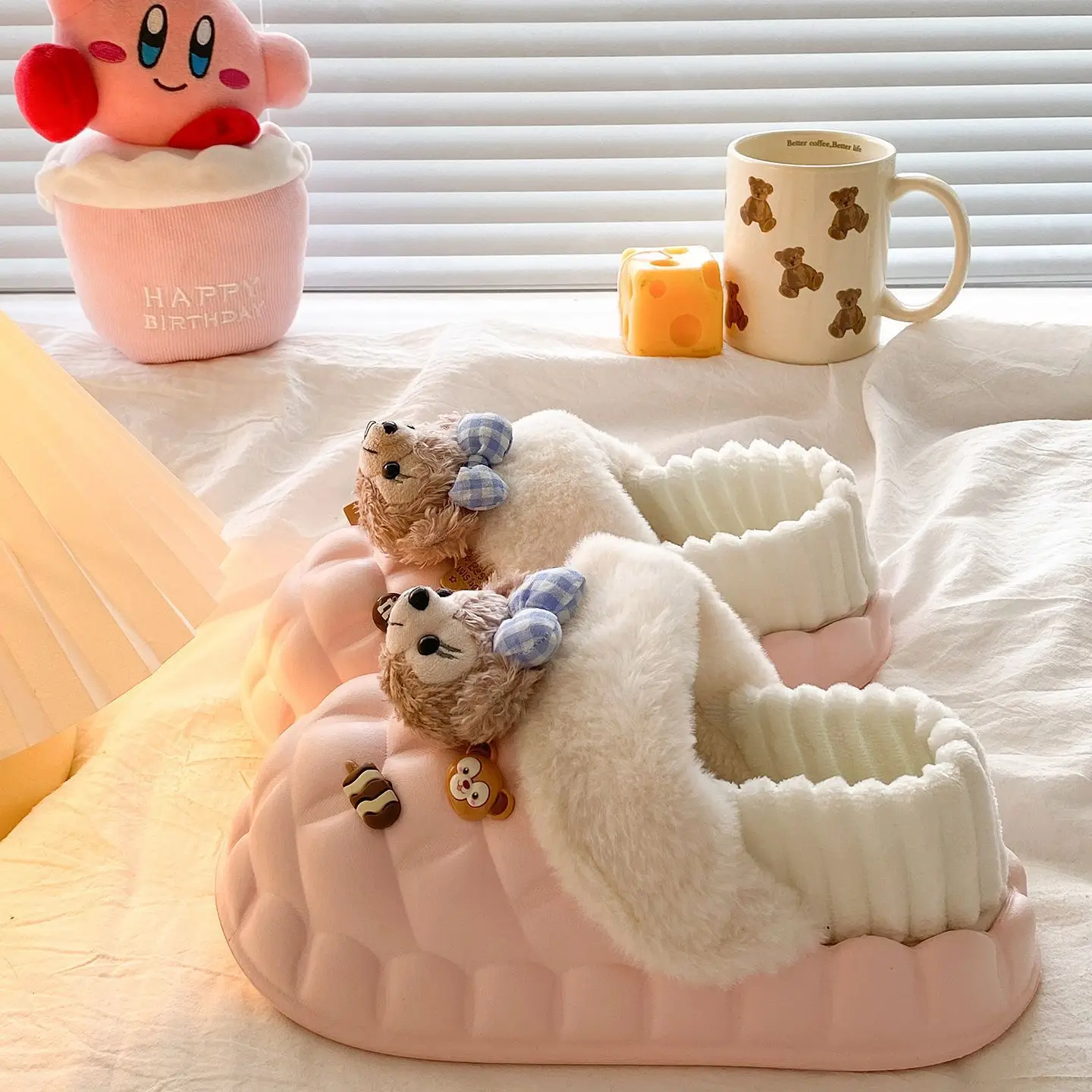 Cute Bear Lined Warm Cotton Slippers for Women - Image 8