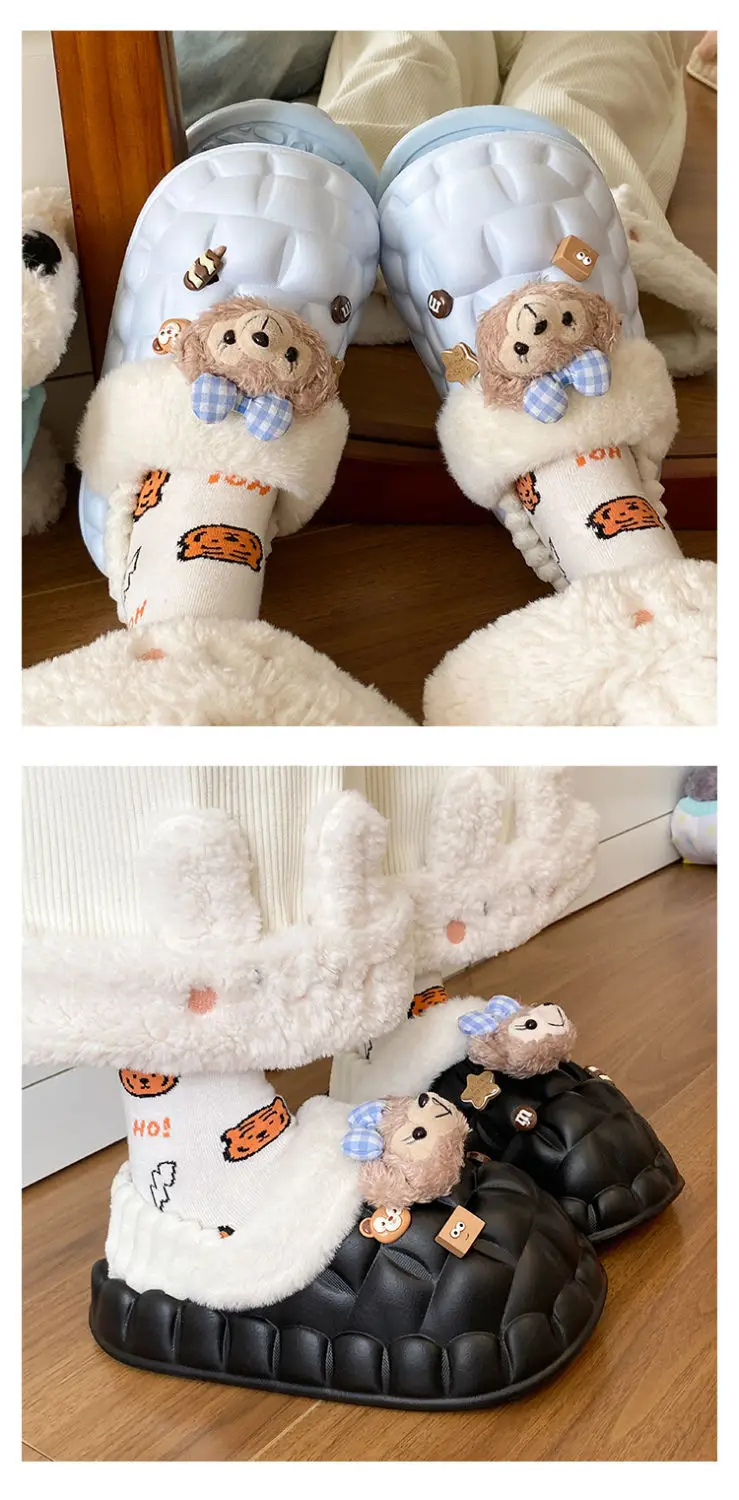 Cute Bear Lined Warm Cotton Slippers for Women — feature 17
