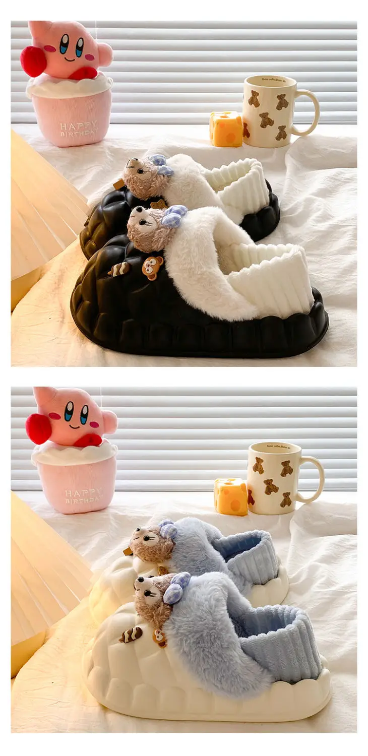 Cute Bear Lined Warm Cotton Slippers for Women — feature 29