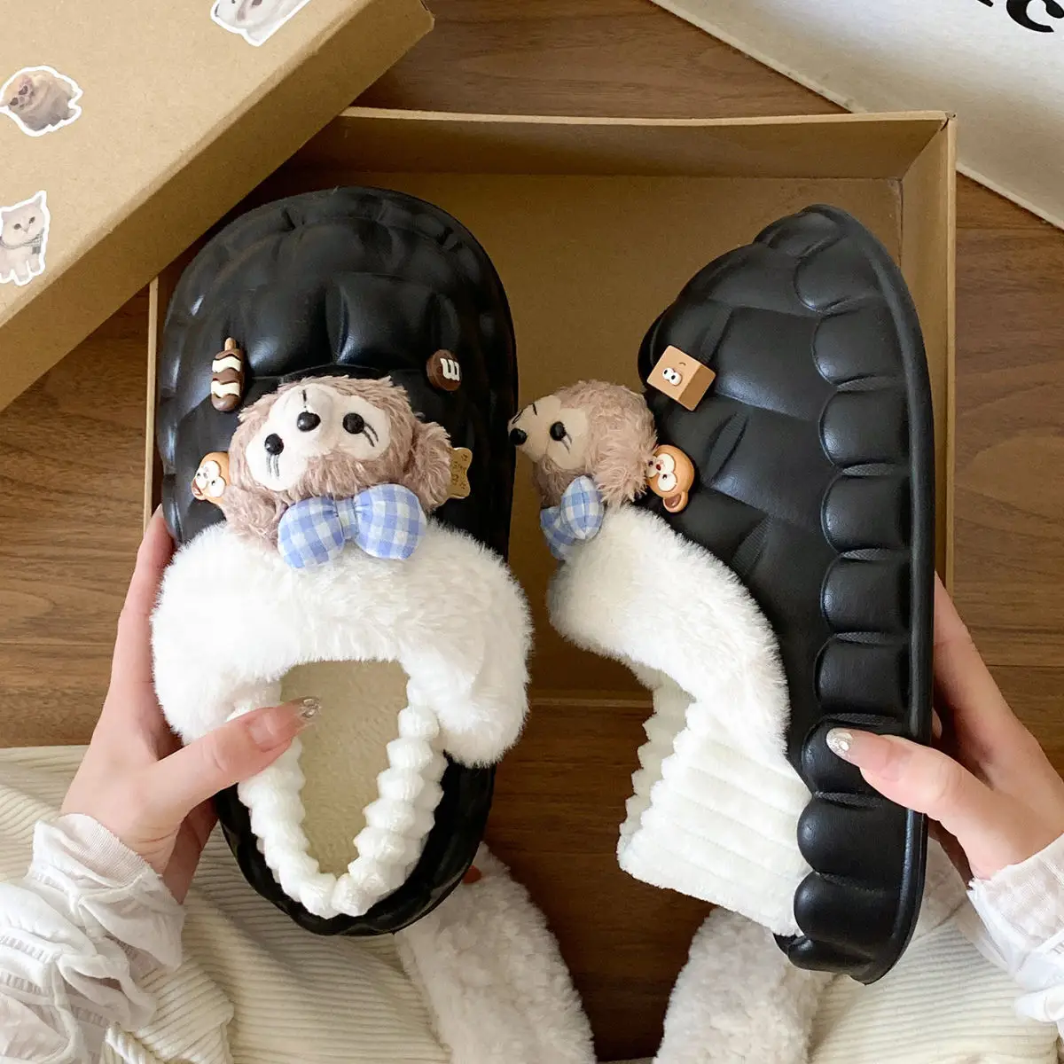 Cute Bear Lined Warm Cotton Slippers for Women — feature 31