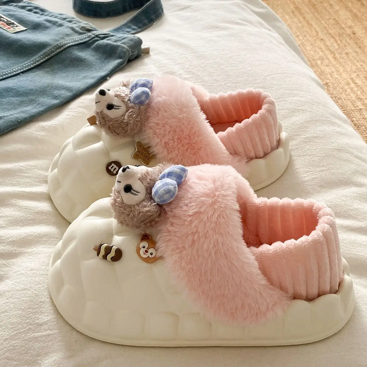 Cute Bear Lined Warm Cotton Slippers for Women — feature 54