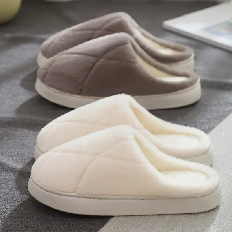 Plush Cotton Slippers for Home Autumn and Winter Non-Slip Indoor Thick-Soled Cotton Slippers Fleece-Lined Warm Slippers Women's Winter Confinement Shoes - Image 9