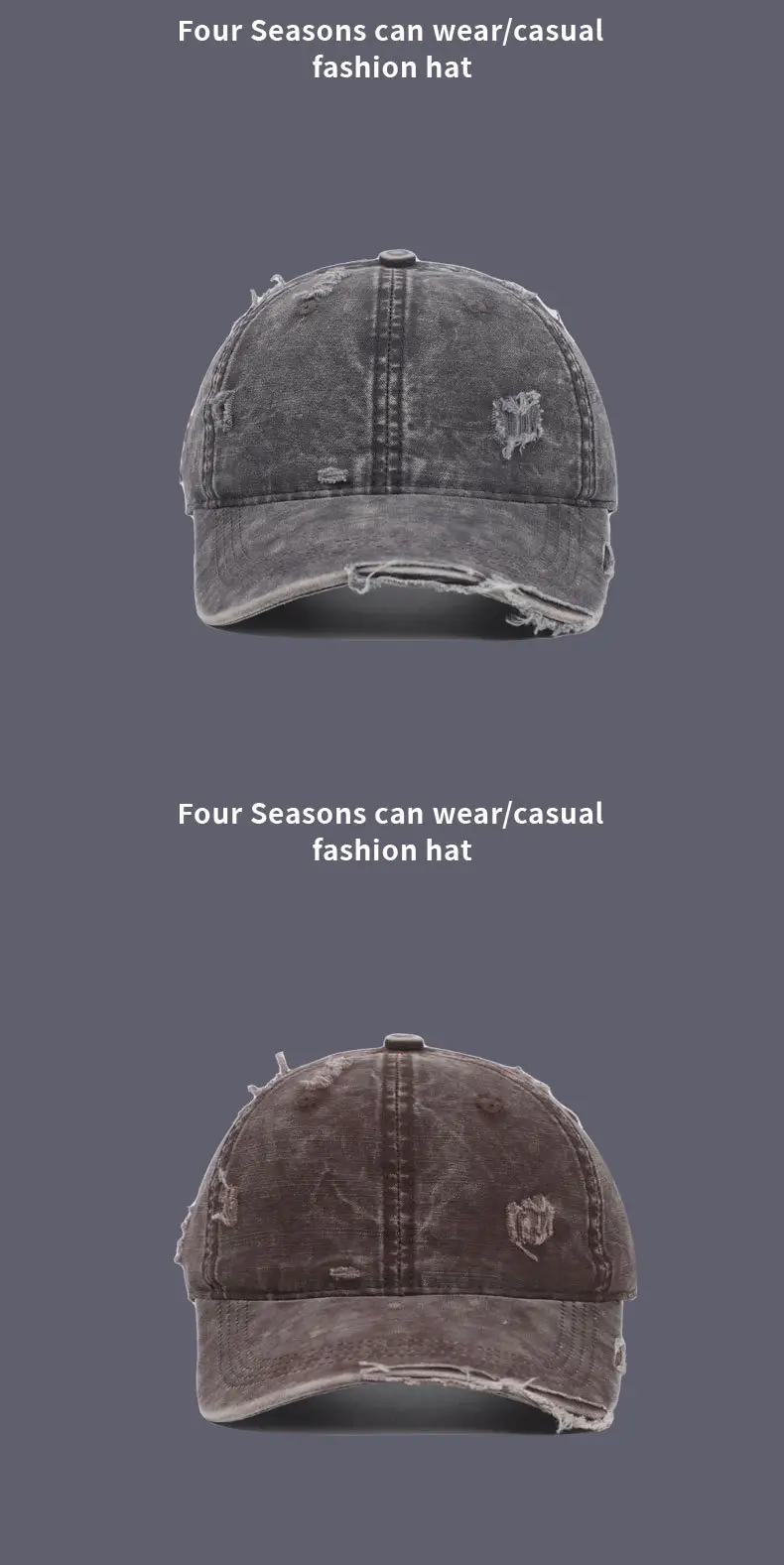 Unisex Baseball Cap Coffee Color Holes Adjustable — feature 11