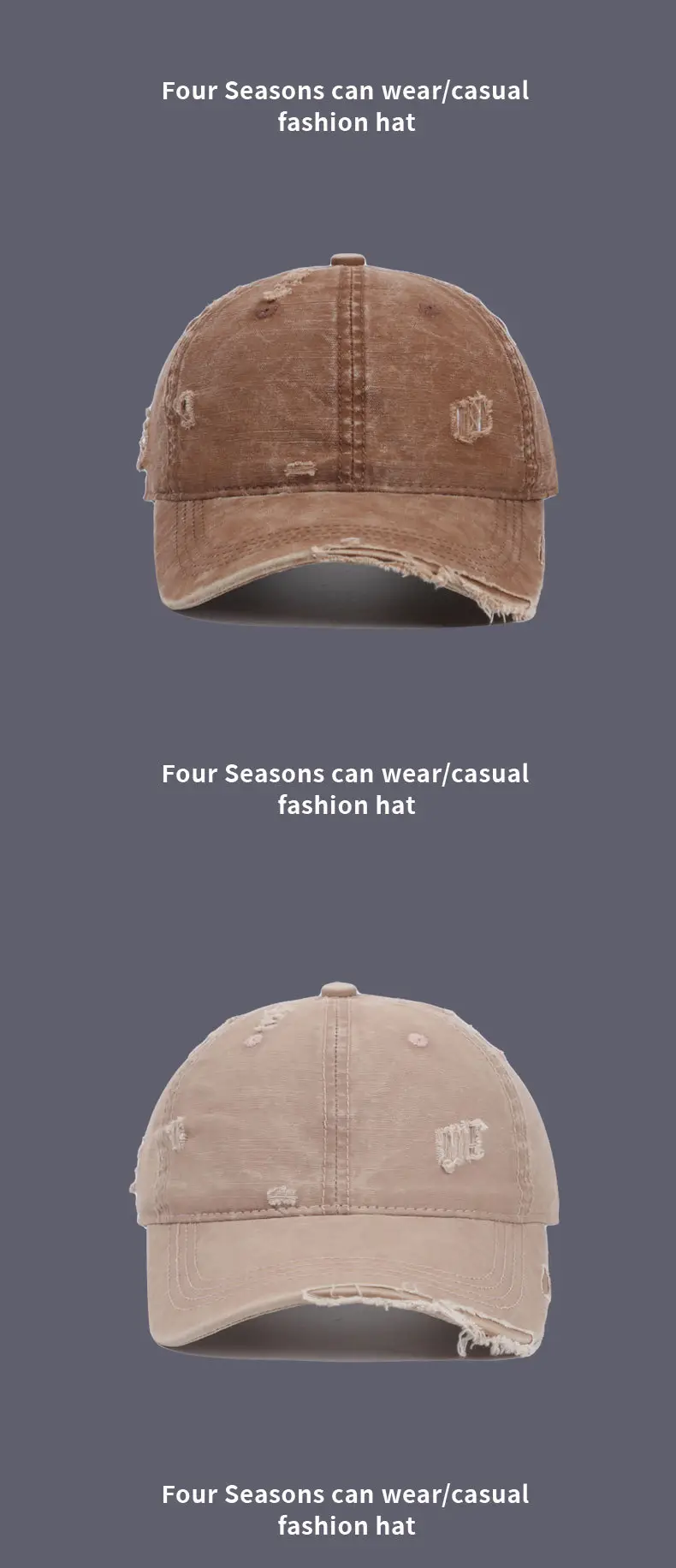 Unisex Baseball Cap Coffee Color Holes Adjustable — feature 13