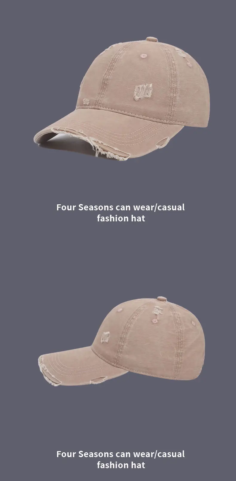 Unisex Baseball Cap Coffee Color Holes Adjustable — feature 14