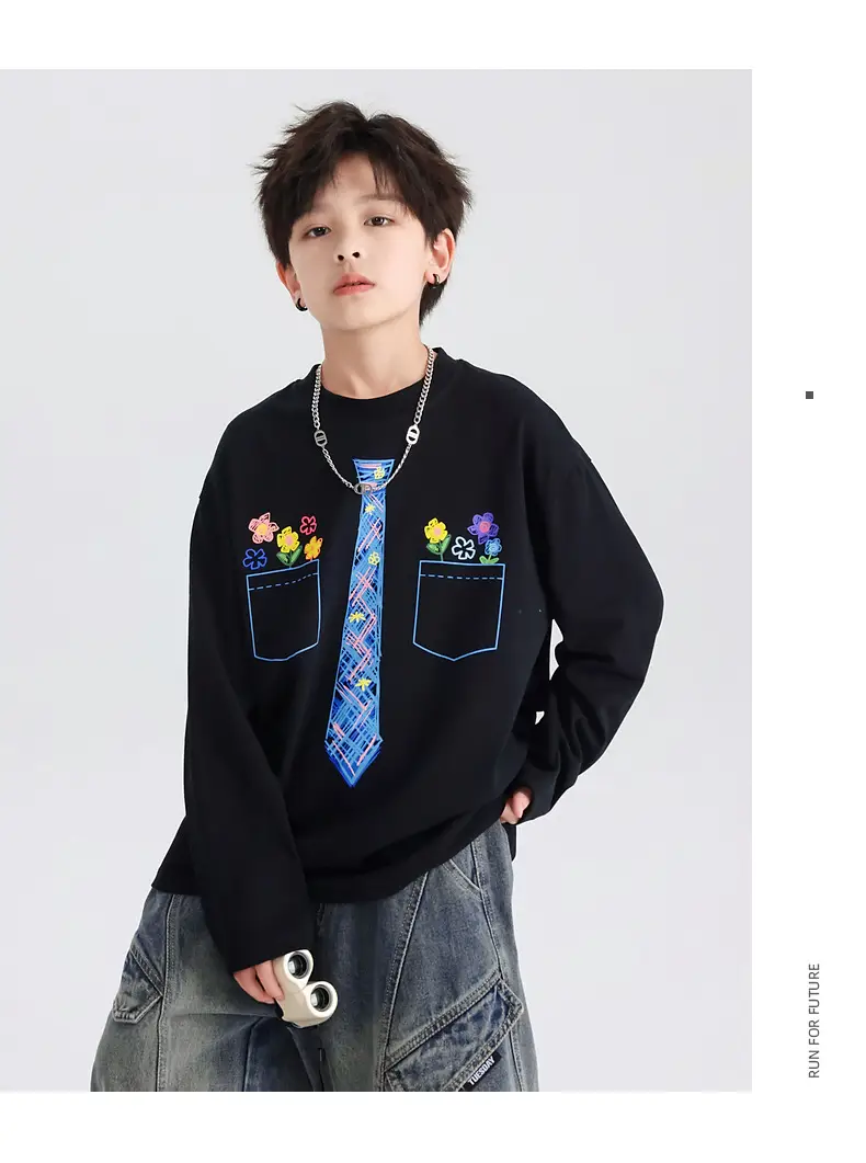 Boys White Tie Graffiti Long Sleeve T-Shirt 2025 — feature 14