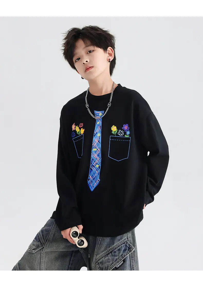 Boys White Tie Graffiti Long Sleeve T-Shirt 2025 — feature 15