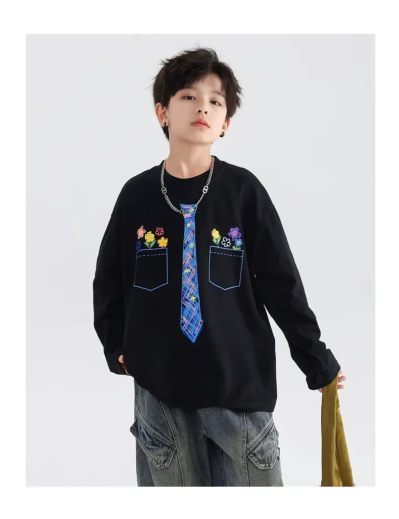 Boys White Tie Graffiti Long Sleeve T-Shirt 2025 — feature 16