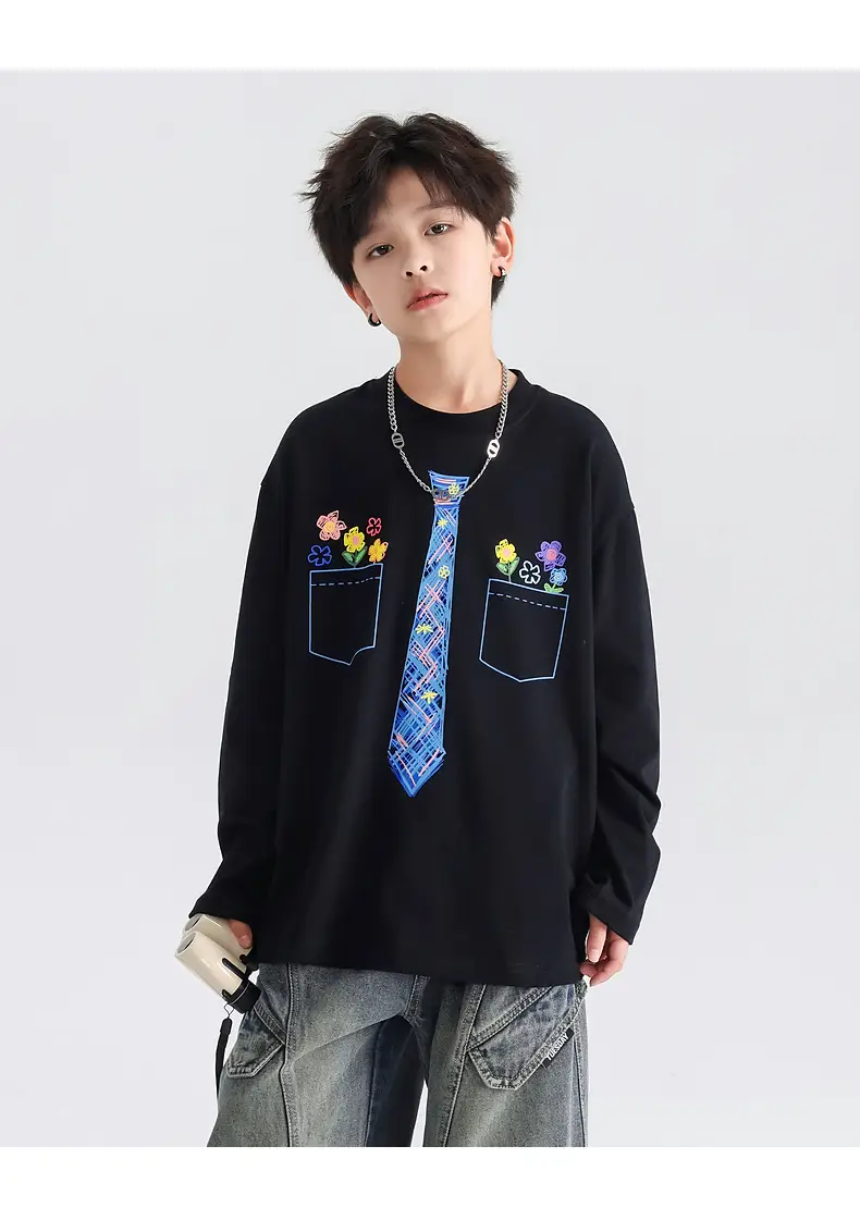 Boys White Tie Graffiti Long Sleeve T-Shirt 2025 — feature 17