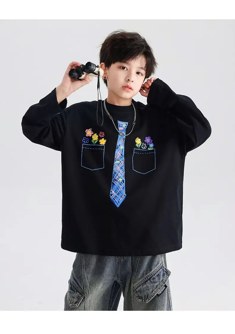 Boys White Tie Graffiti Long Sleeve T-Shirt 2025 — feature 18