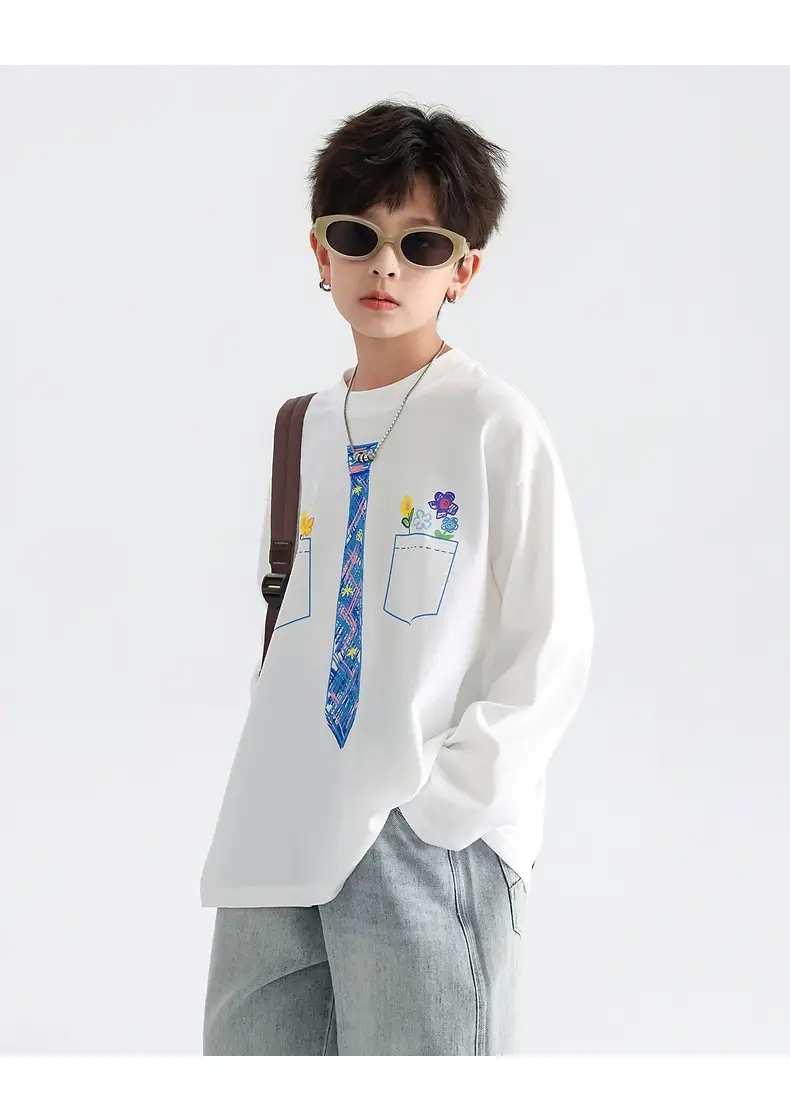 Boys White Tie Graffiti Long Sleeve T-Shirt 2025 — feature 19