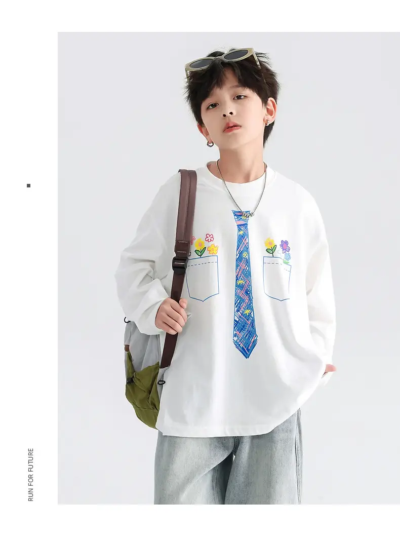 Boys White Tie Graffiti Long Sleeve T-Shirt 2025 — feature 20