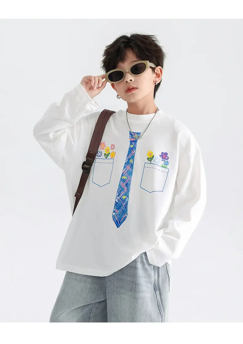 Boys White Tie Graffiti Long Sleeve T-Shirt 2025 — feature 21