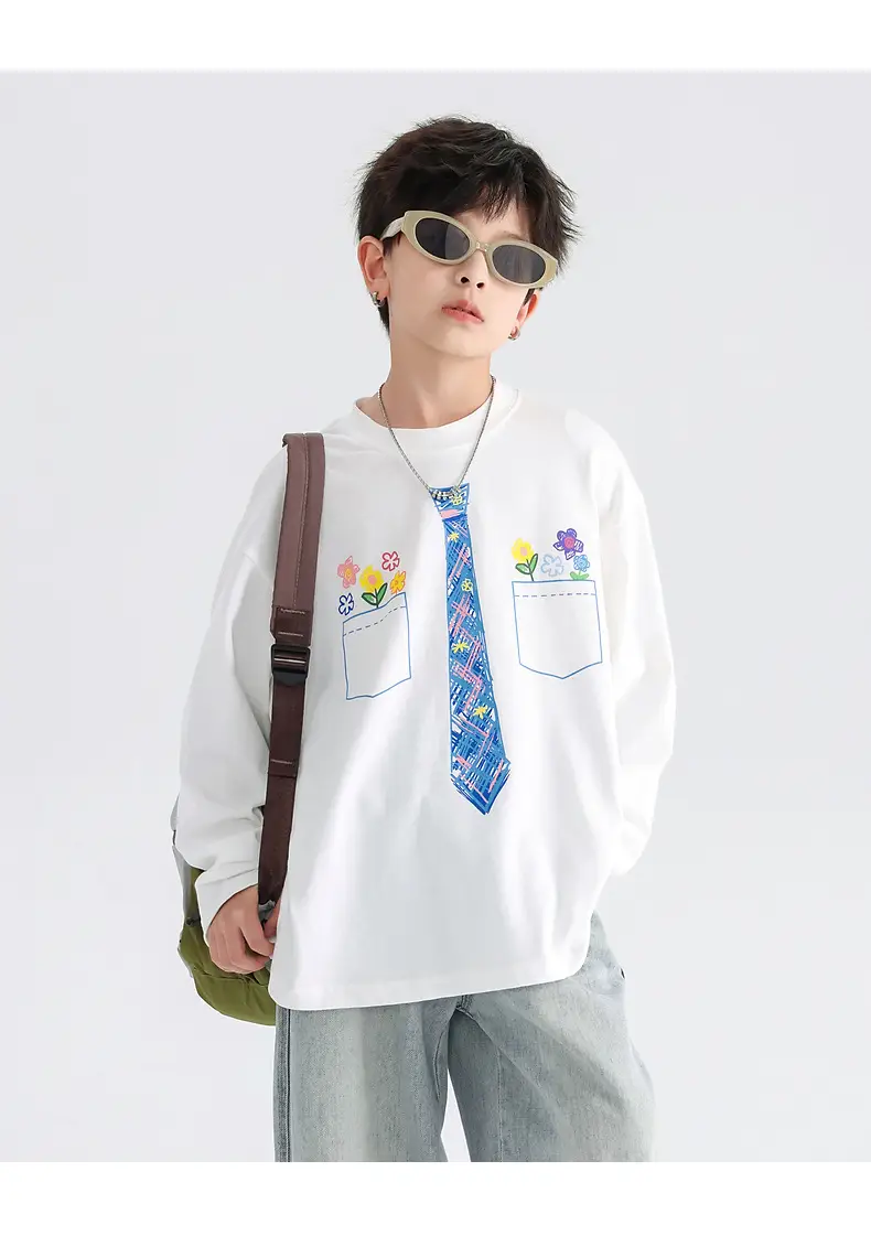 Boys White Tie Graffiti Long Sleeve T-Shirt 2025 — feature 23