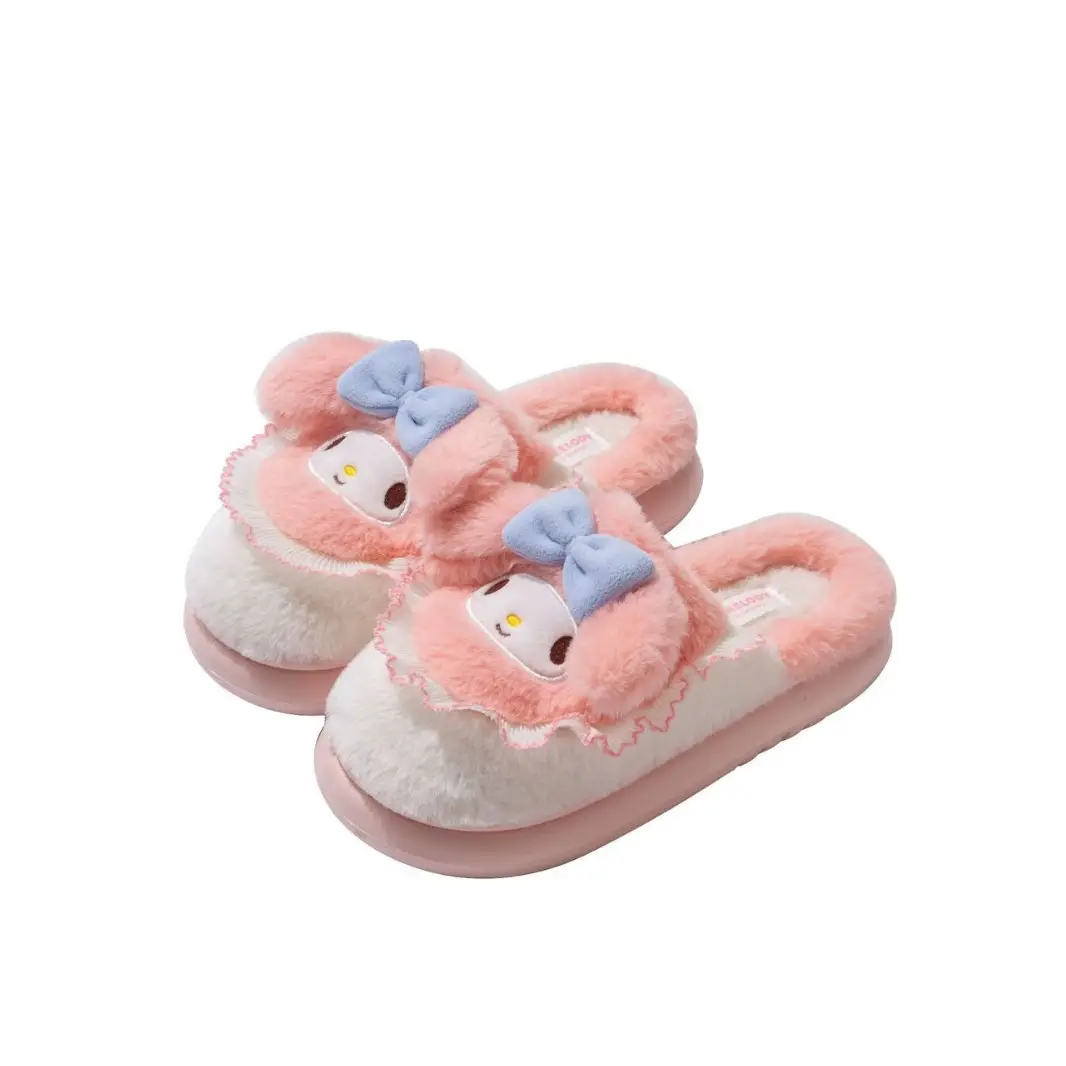 Sanrio Cotton Slippers for Women Autumn and Winter 2025 New Indoor Home Non-Slip Cotton Slippers Cute Silent Furry Slippers