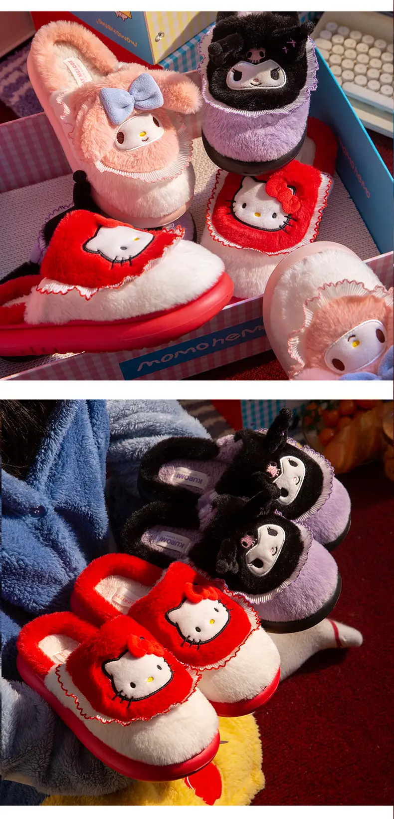 Sanrio Cotton Slippers for Women Autumn and Winter 2025 New Indoor Home Non-Slip Cotton Slippers Cute Silent Furry Slippers — feature 5