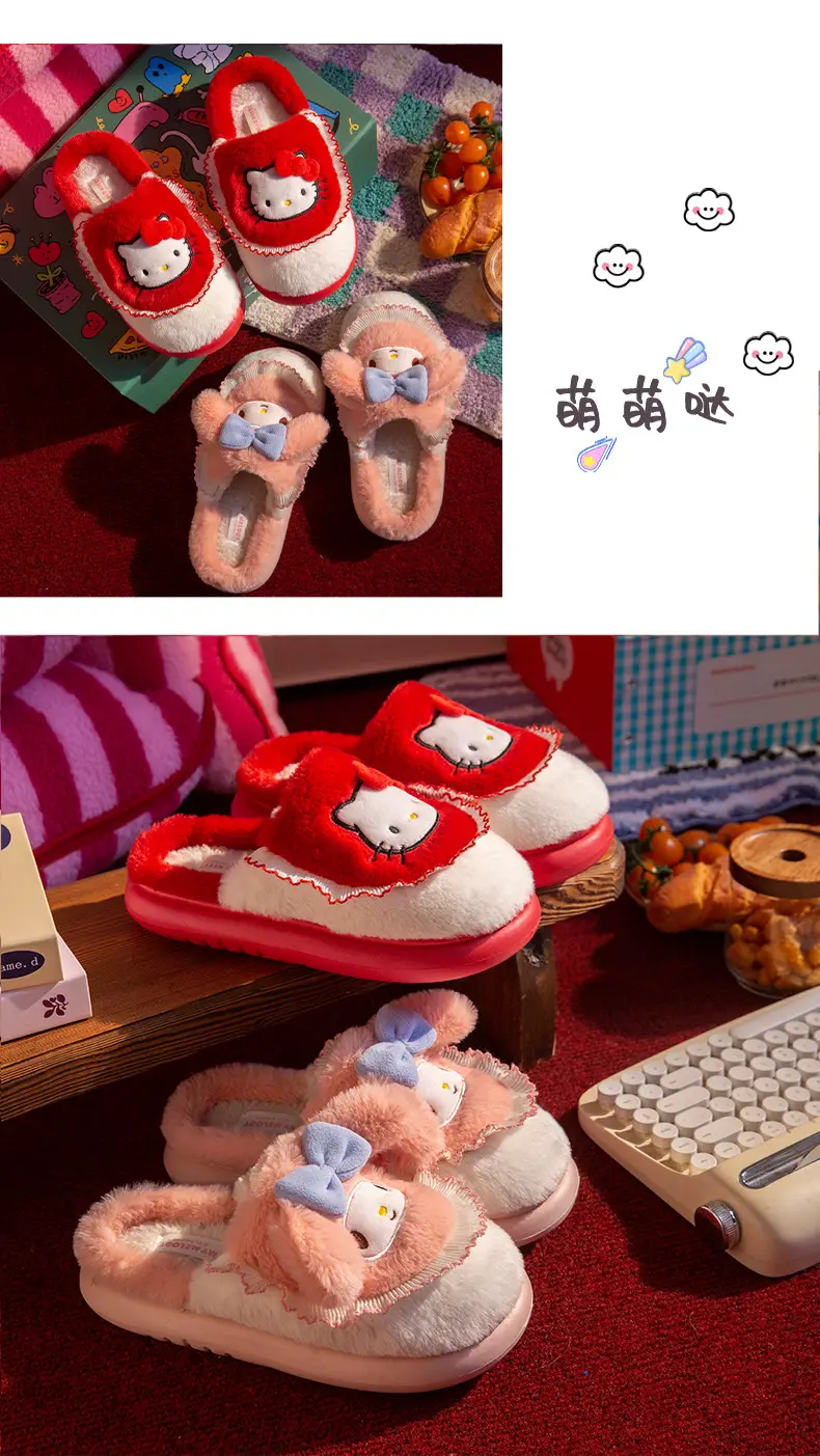 Sanrio Cotton Slippers for Women Autumn and Winter 2025 New Indoor Home Non-Slip Cotton Slippers Cute Silent Furry Slippers — feature 6