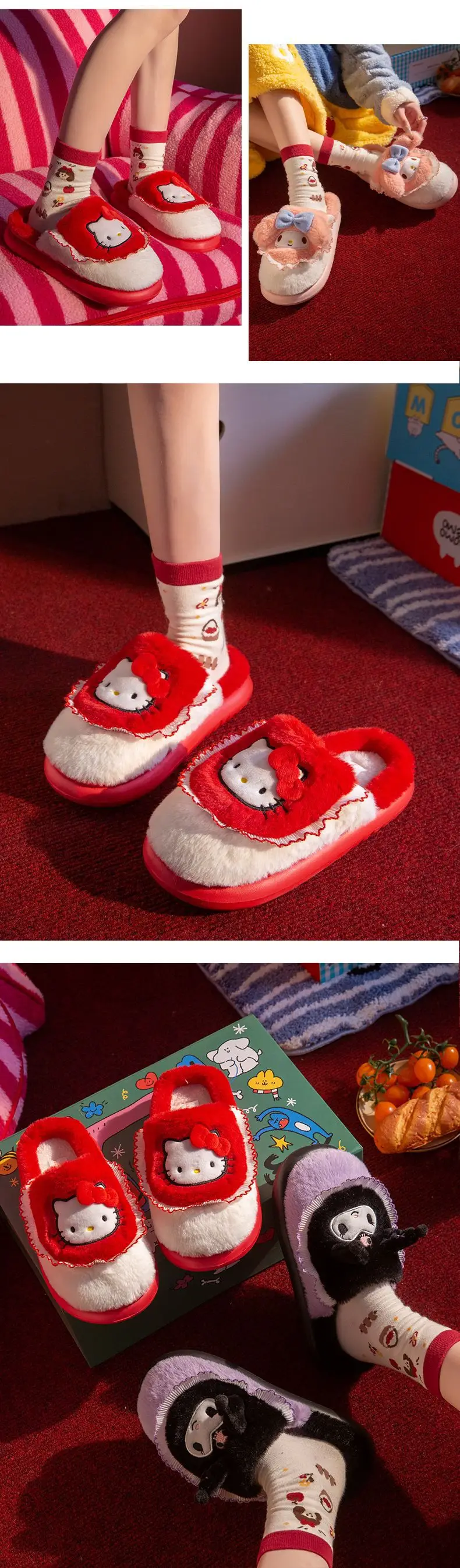 Sanrio Cotton Slippers for Women Autumn and Winter 2025 New Indoor Home Non-Slip Cotton Slippers Cute Silent Furry Slippers — feature 7