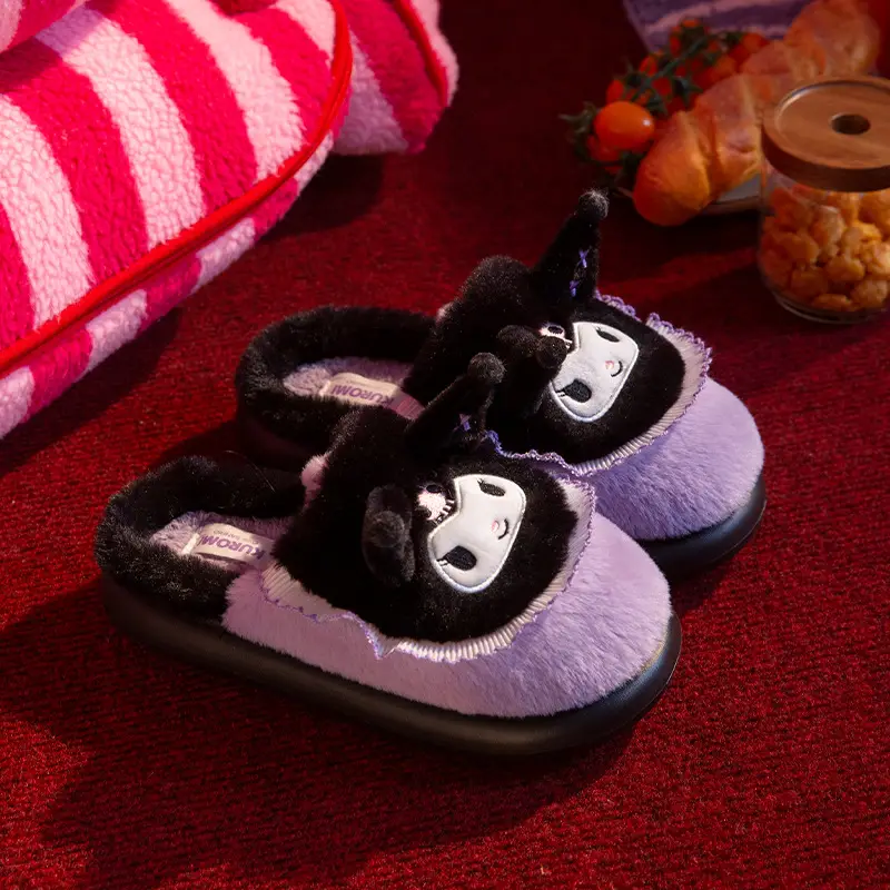Sanrio Cotton Slippers for Women Autumn and Winter 2025 New Indoor Home Non-Slip Cotton Slippers Cute Silent Furry Slippers