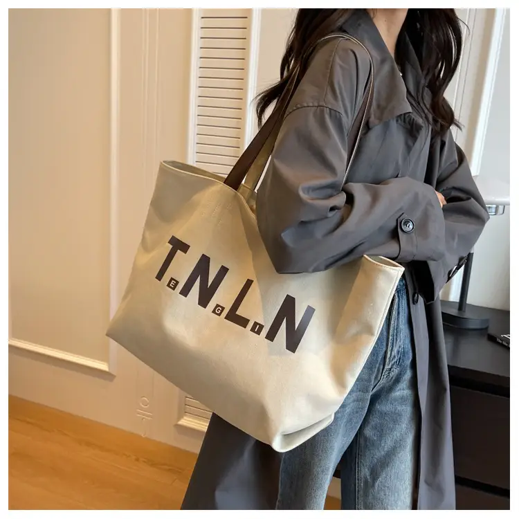 Women's Tan Canvas Shoulder Bag with Large Capacity — feature 16