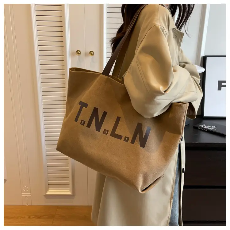 Women's Tan Canvas Shoulder Bag with Large Capacity — feature 18