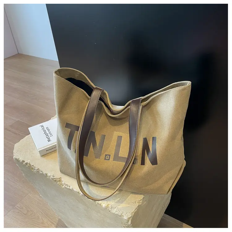 Women's Tan Canvas Shoulder Bag with Large Capacity — feature 22