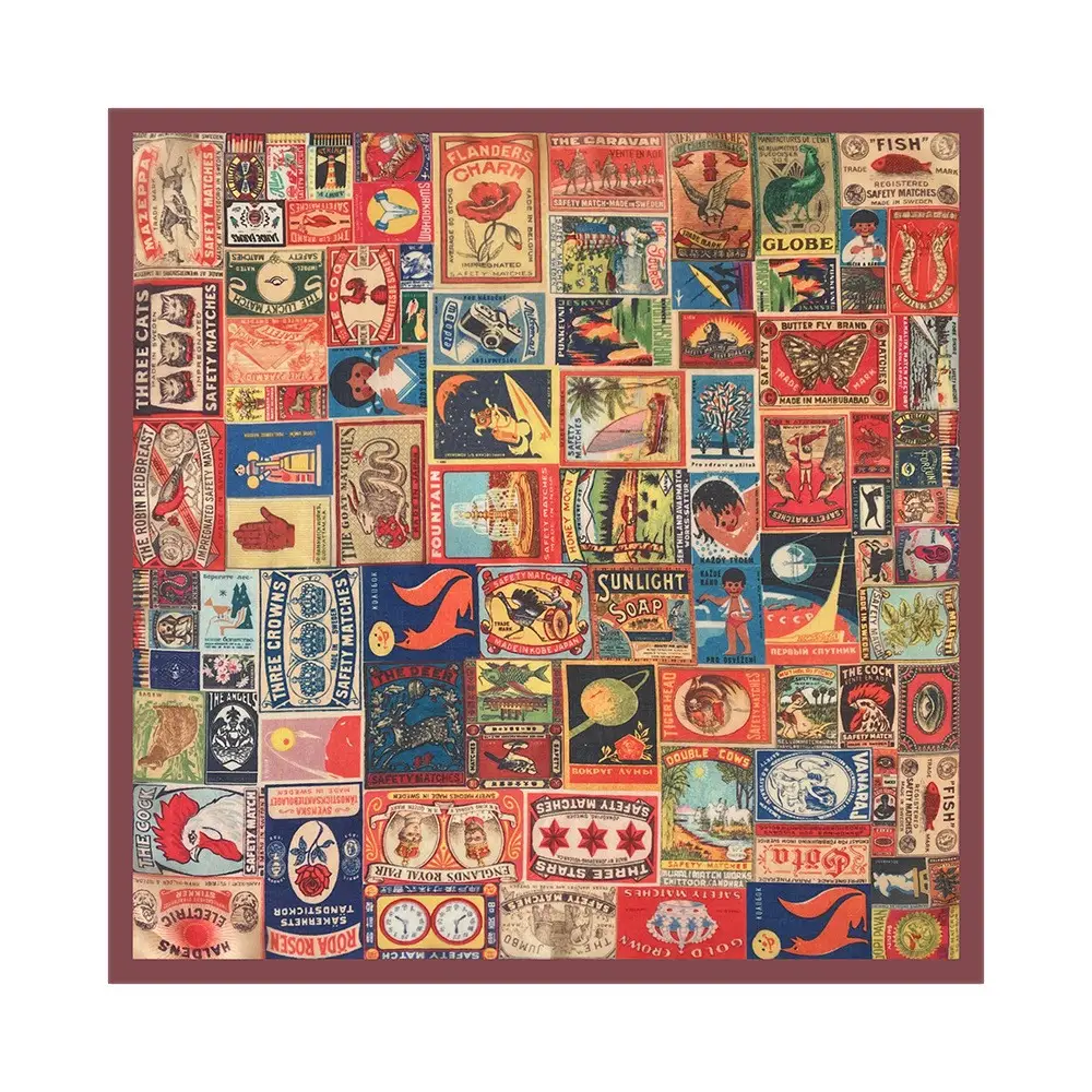 Silk Scarf with Retro Print for Women Autumn Winter - Image 28