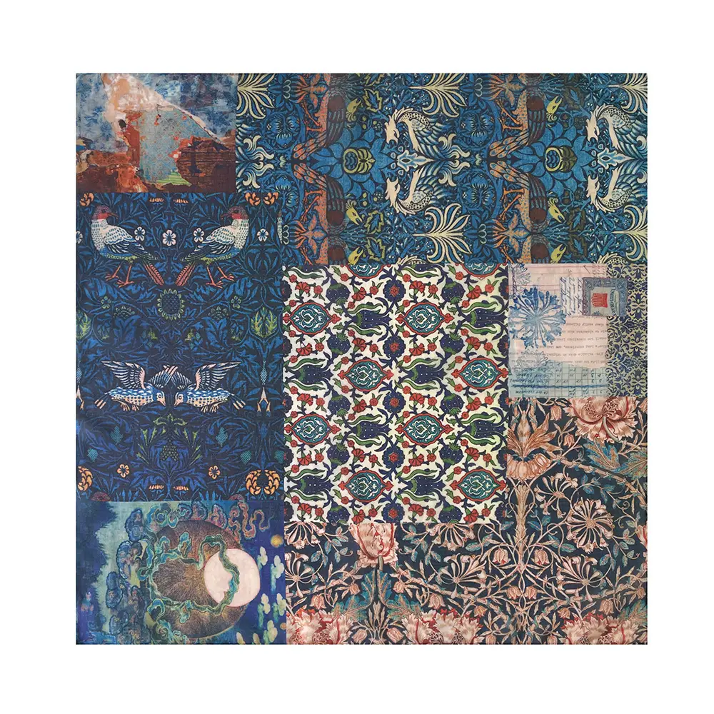 Silk Scarf with Retro Print for Women Autumn Winter — feature 11